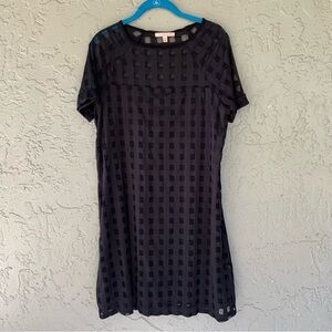 Gibson & Latimer Mesh Checkered Black Dress